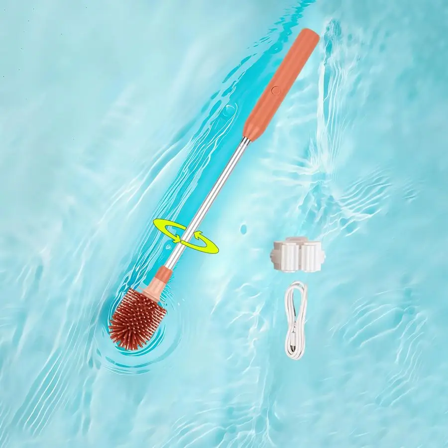 

Щетка для унитаза, перезаряжаемая на 360° вращающаяся настенная щетка для унитаза, регулируемая скорость, гибкая силиконовая насадка для щетки, легко на каждый день