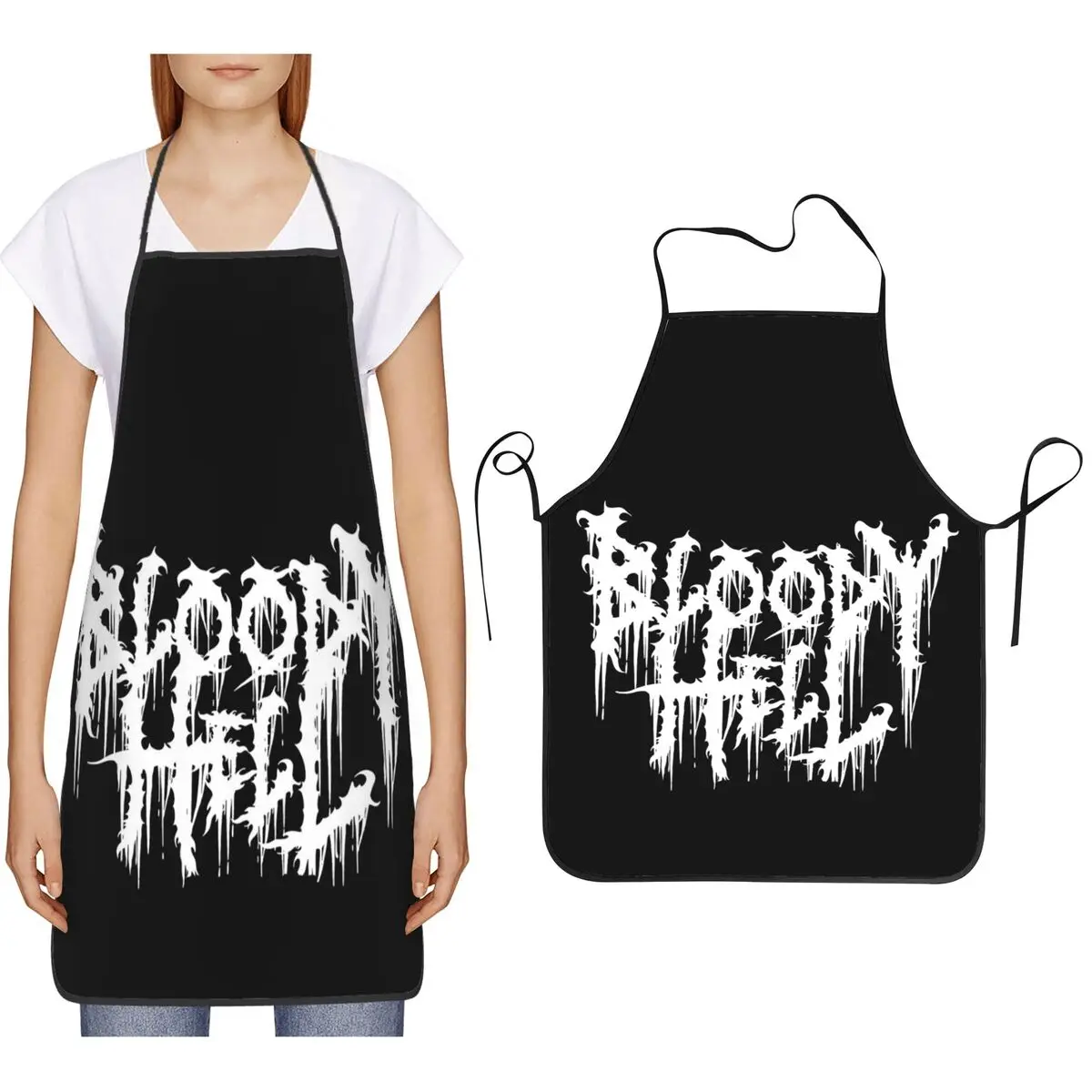 Bloody Hell Dark Gothic Horror Design Apron Chef Cooking Cuisine Tablier Sleeveless Bib Kitchen Cleaning Pinafore for Women Men