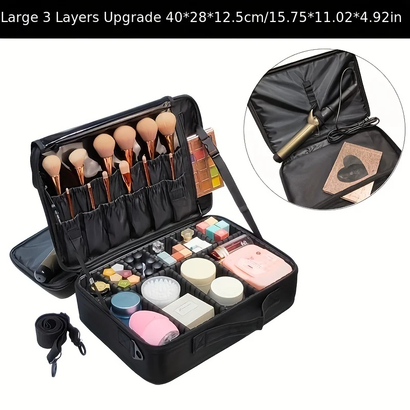 Portable Makeup Travel Case - Ultra-Portable with Adjustable Dividers for Cosmetics, Brushes, Toiletry, Jewelry, and Accessories