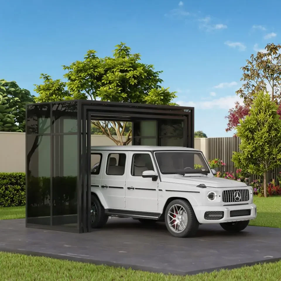 Any Size Custom Aluminum Glass Retractable Electric Carport Sunroom Color Folding Structure For Vehicle Outdoor Household