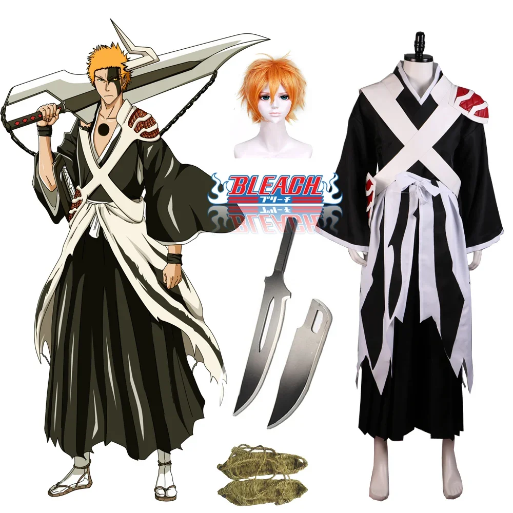 

Bleach Anime TYBW Ichigo Bankai Robe Cosplay, Thousand-Year Blood War Complete Costume Set with Wig Prop 2025