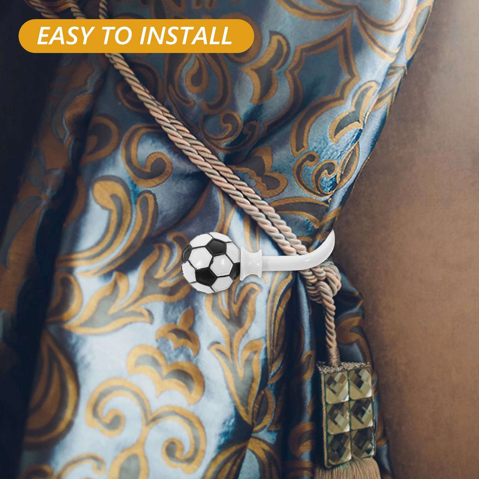 رباط ستائر لكرة القدم على الحائط بتصميم على شكل حرف U من مادة الراتنج المعدنية للغرف الكلاسيكية الحديثة وحامل الستائر الوظيفي #6