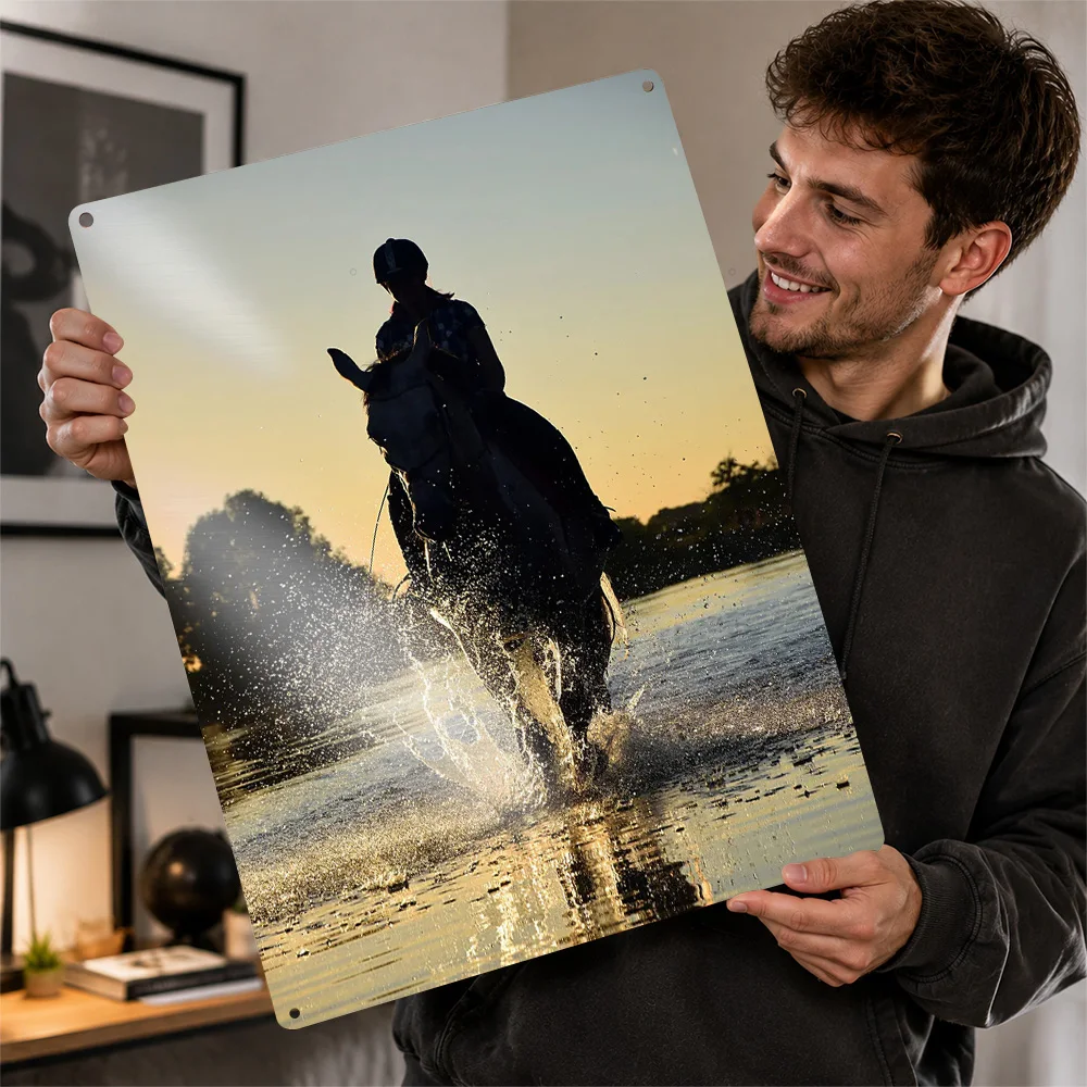 Horse Aestetik 3D Texture Metal Poster Customized Wall Art Tin Sign Gift for Mancave Luxury Decoration Home Decorations Room Man