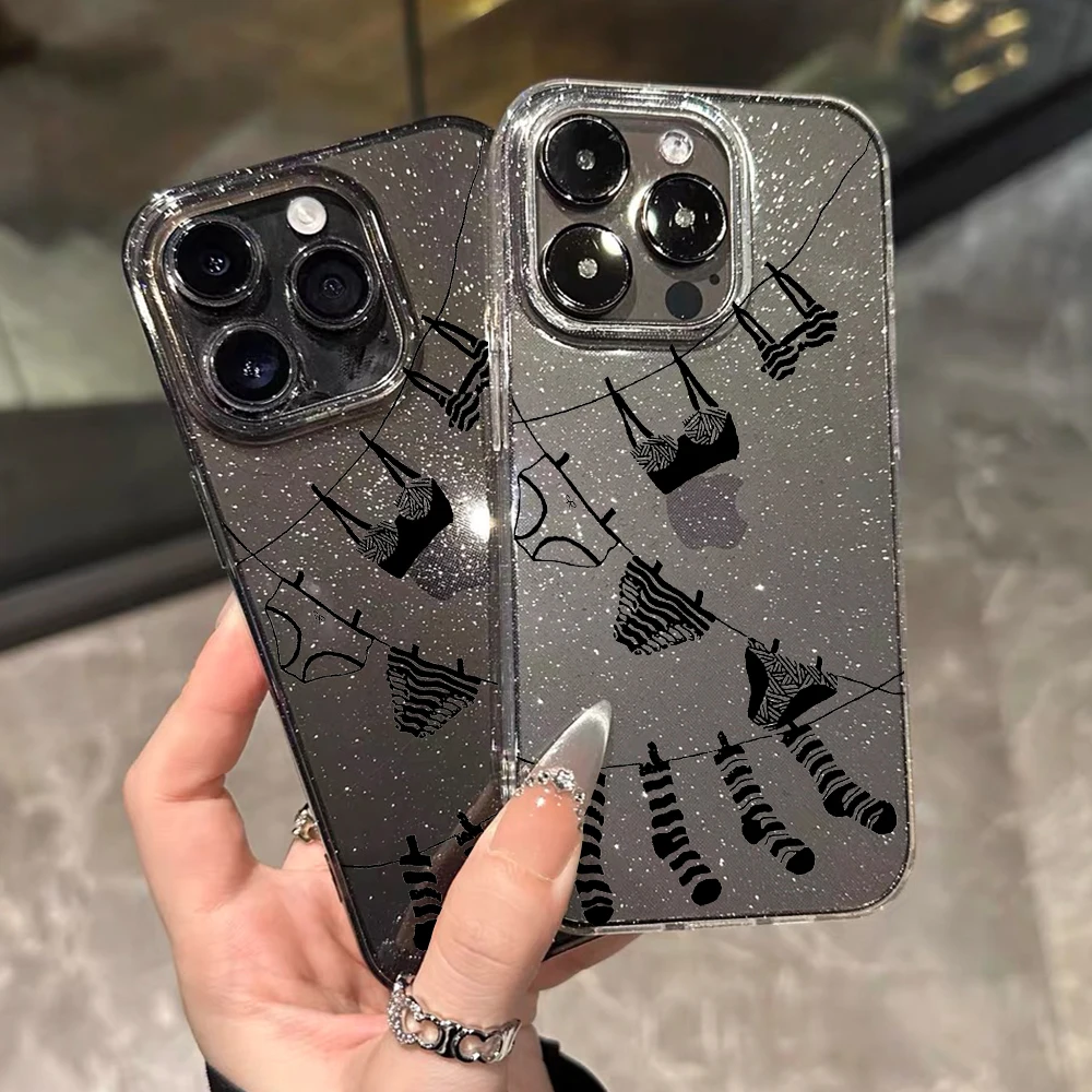 Funny Laundry Line Glitter Clear Phone Case For iphone 17 Air 14 15 16 11 12 13 Pro Max 16E 17E 14 Plus 15 16 Pro XR XS X Cover view 6
