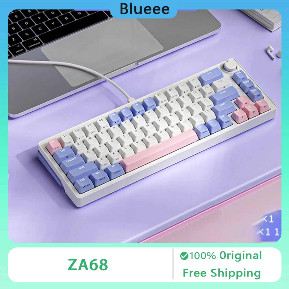 

ZA68 Mechanical Keyboard Wireless Bluetooth Tri Mode 68key Gaming Keyboard Hot-swap RGB Knob Customization Gamer Accessories