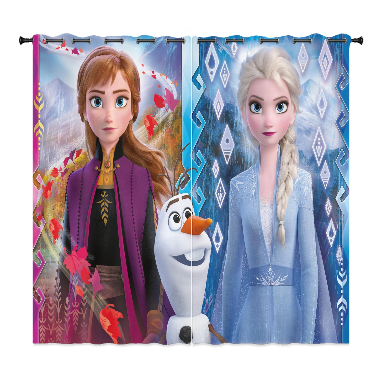 Frozen Princess Elsa Home Decor Curtains For Living Room Bedroom 100% Polyester Blackout Anime Suitable Children And Adults