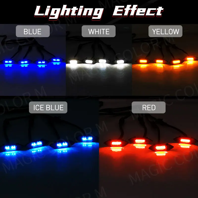 Magic colorM 4PCS LED Grille Lights For Toyota RAV4 2019 2020 2021 2022 Front Warning Grid Lamps Central Grill Lights 6 Colors - Image 6