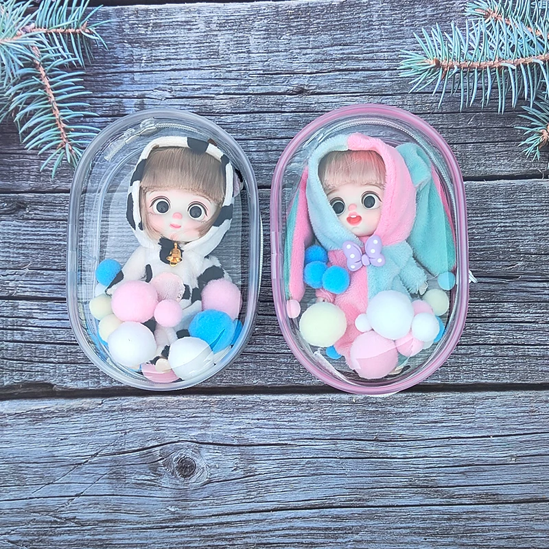 13.5cm Clear Doll Pouch Plush Dolls Anime Nendoroid Figures Transparent Carrying Outdoor Lovely Bag Protector Case Showing Box