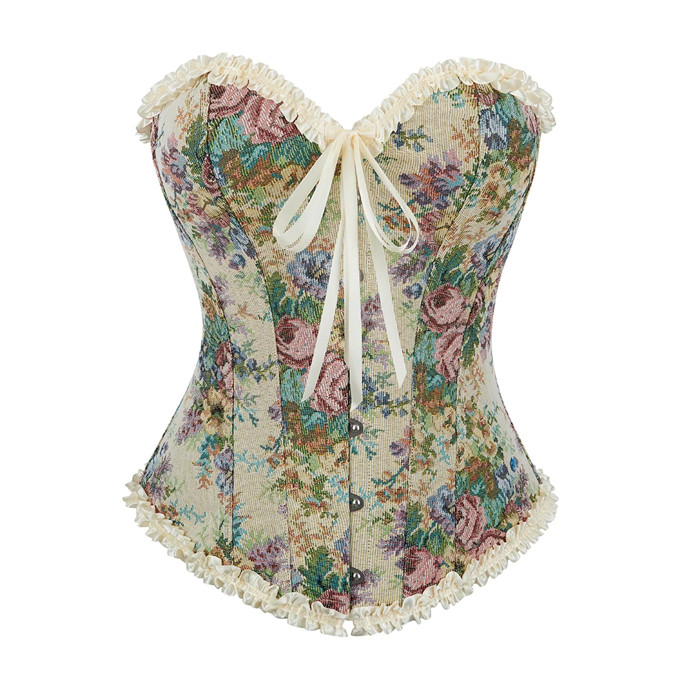 

Женский Корсет Oil Painting Floral Overbust Corset Retro Beauty Bustier Top Corselet