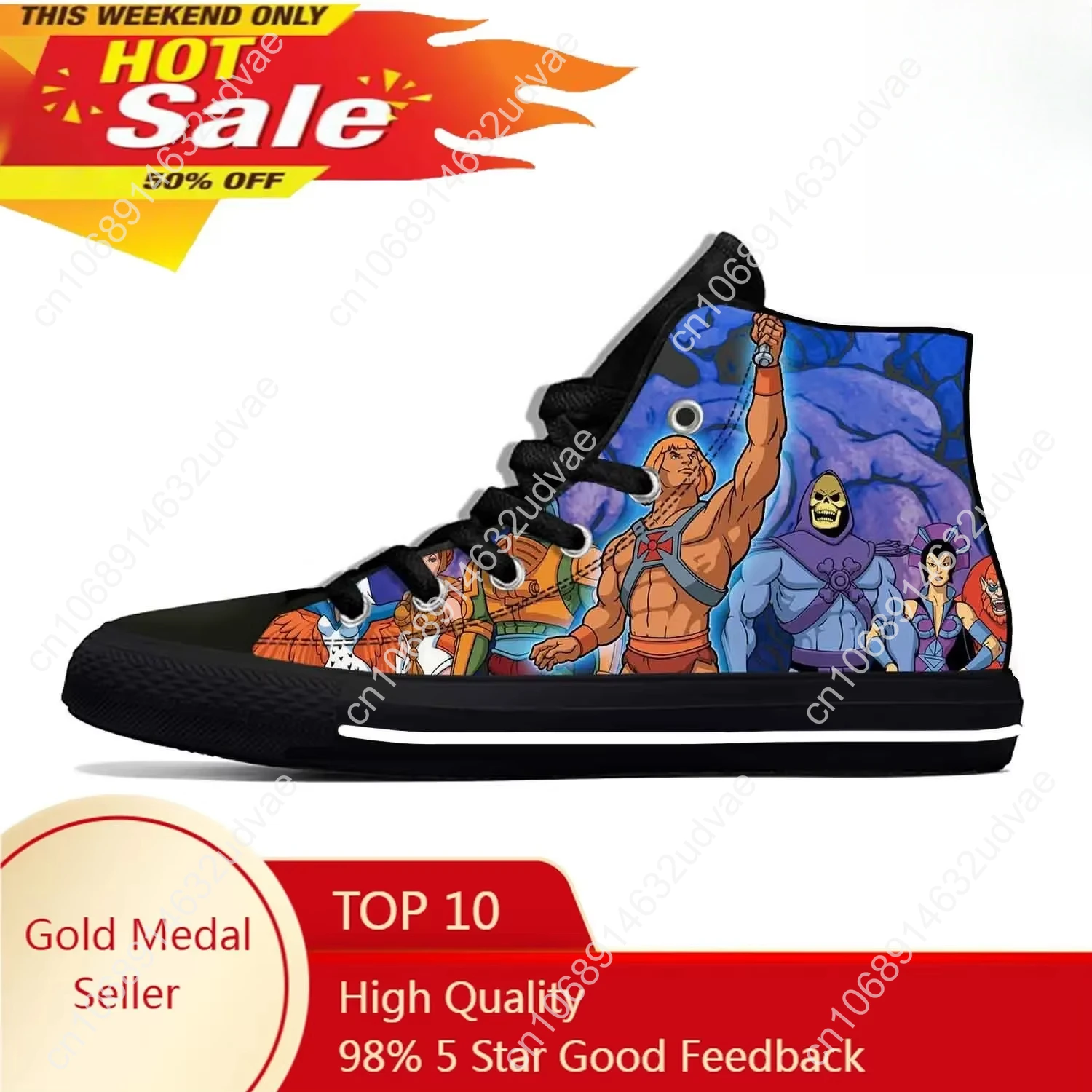 

Masters Of The Universe Cartoon Skeletor He-Man Casual Cloth Shoes High Top Lightweight Breathable 3D Print Men Women Sneakers