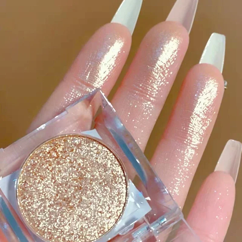 Nova paleta de iluminador monocromático branco brilhante lindo glitter sombra de longa duração perolado shimmer iluminar bronzers