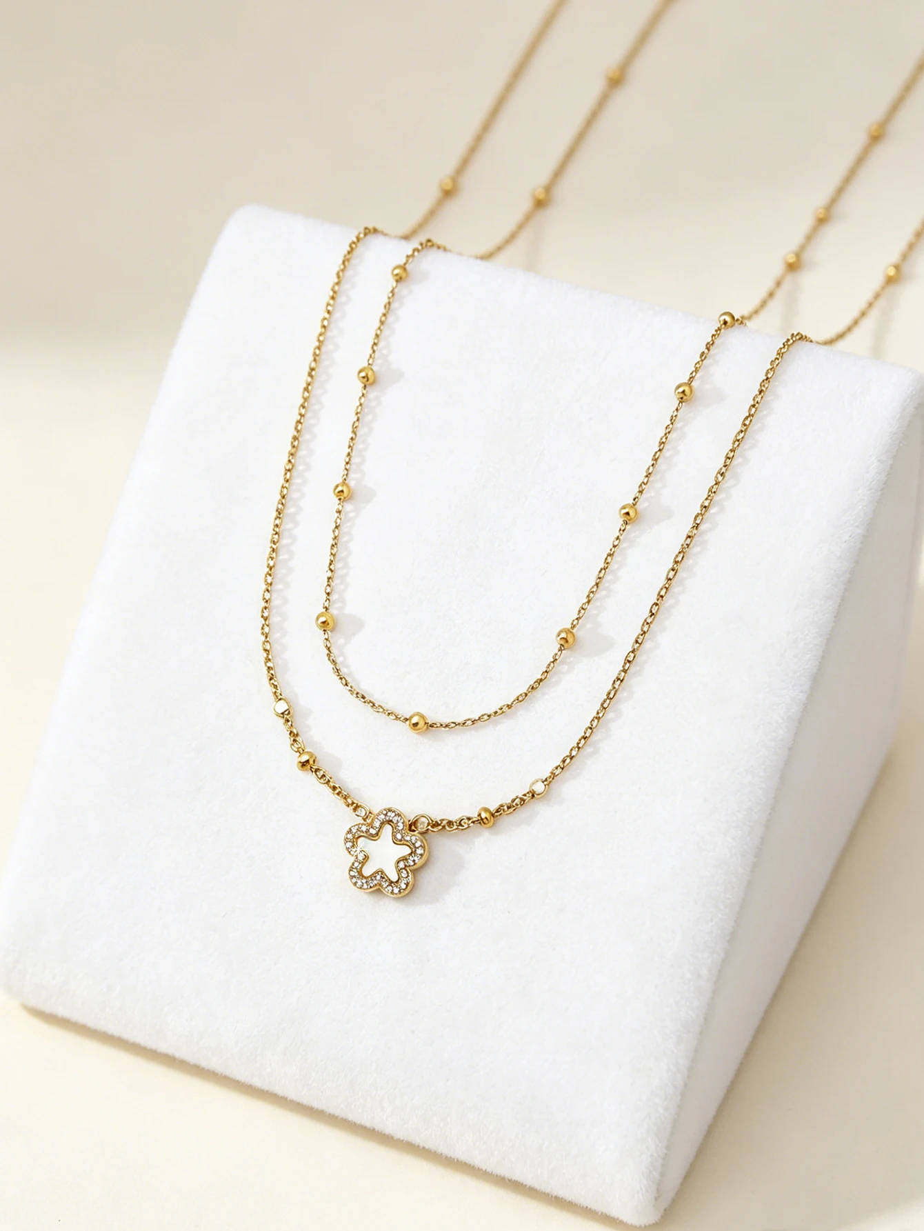 1 Piece: Instagram-Style, Unique, Sweet, And Layered Design—Stainless Steel Diamond-Encrusted Star Necklace/Bracelet For Women