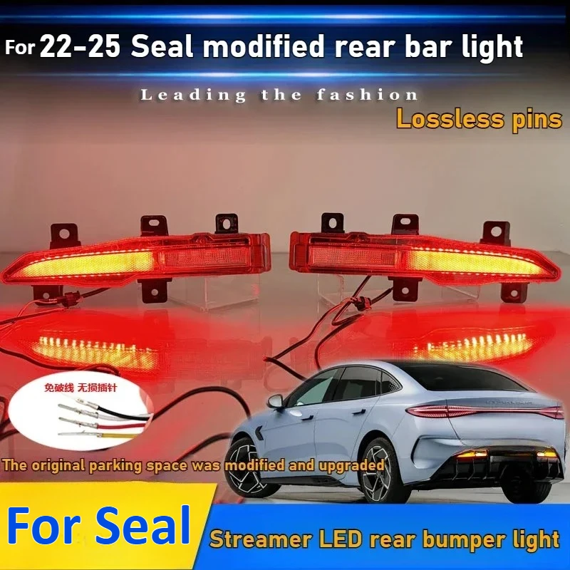 

Для 2022-2025 BYD Seal светодиодные фары заднего бампера модифицированы со светодиодными сигнальными огнями тормоза, задние противотуманные фары.