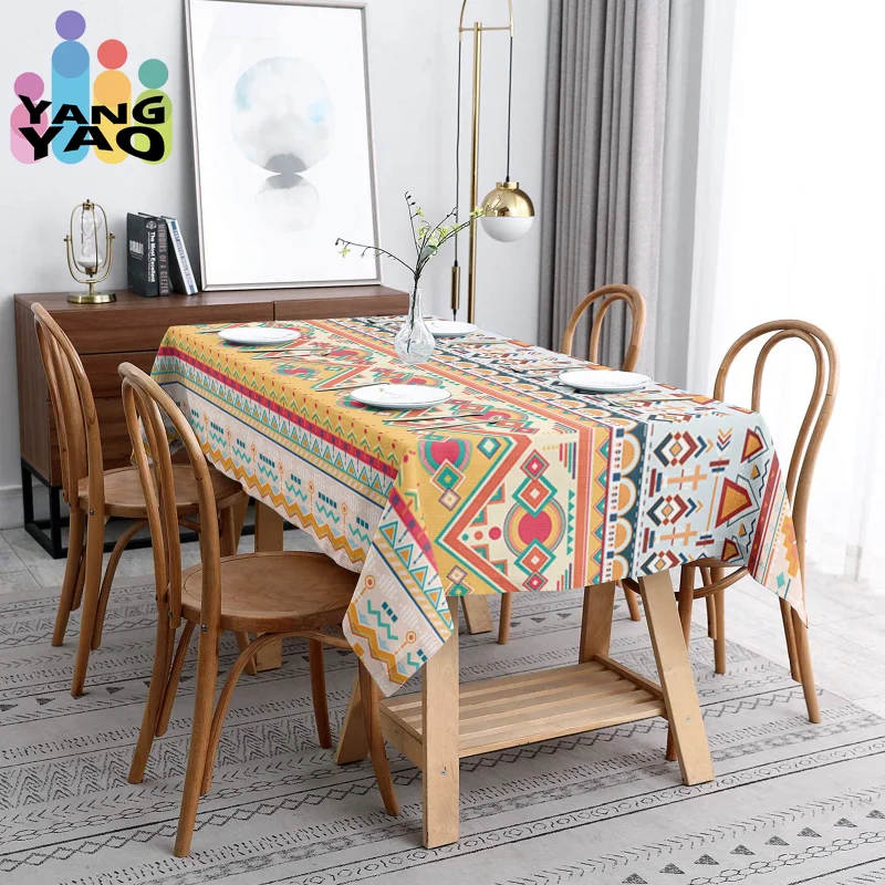 

Bohemian Tablecloth Wind Waterproof Cotton Linen National Wind Stall Party Coffee Table Mat