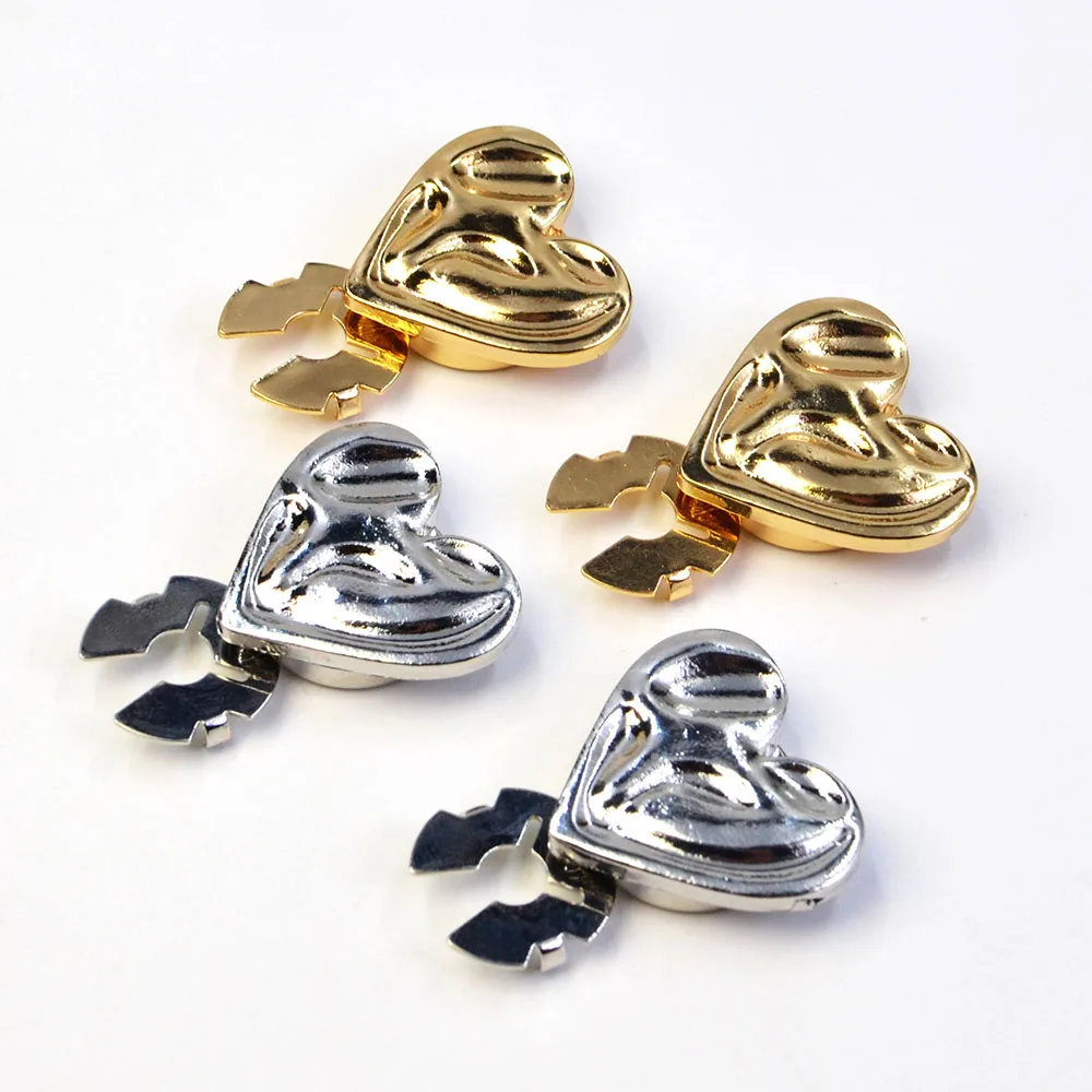 Couvre-boutons en forme de cœur en métal, 2 pièces, pour bricolage de vêtements, boutons décoratifs, décoration de boutons de manches de chemise en alliage