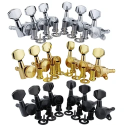 6Pcs/set Guitar Locking Tuners (3L + 3R Handed), 1:18 Ratio Lock String Tuning Key Pegs Machine Heads with Hexagonal Handle