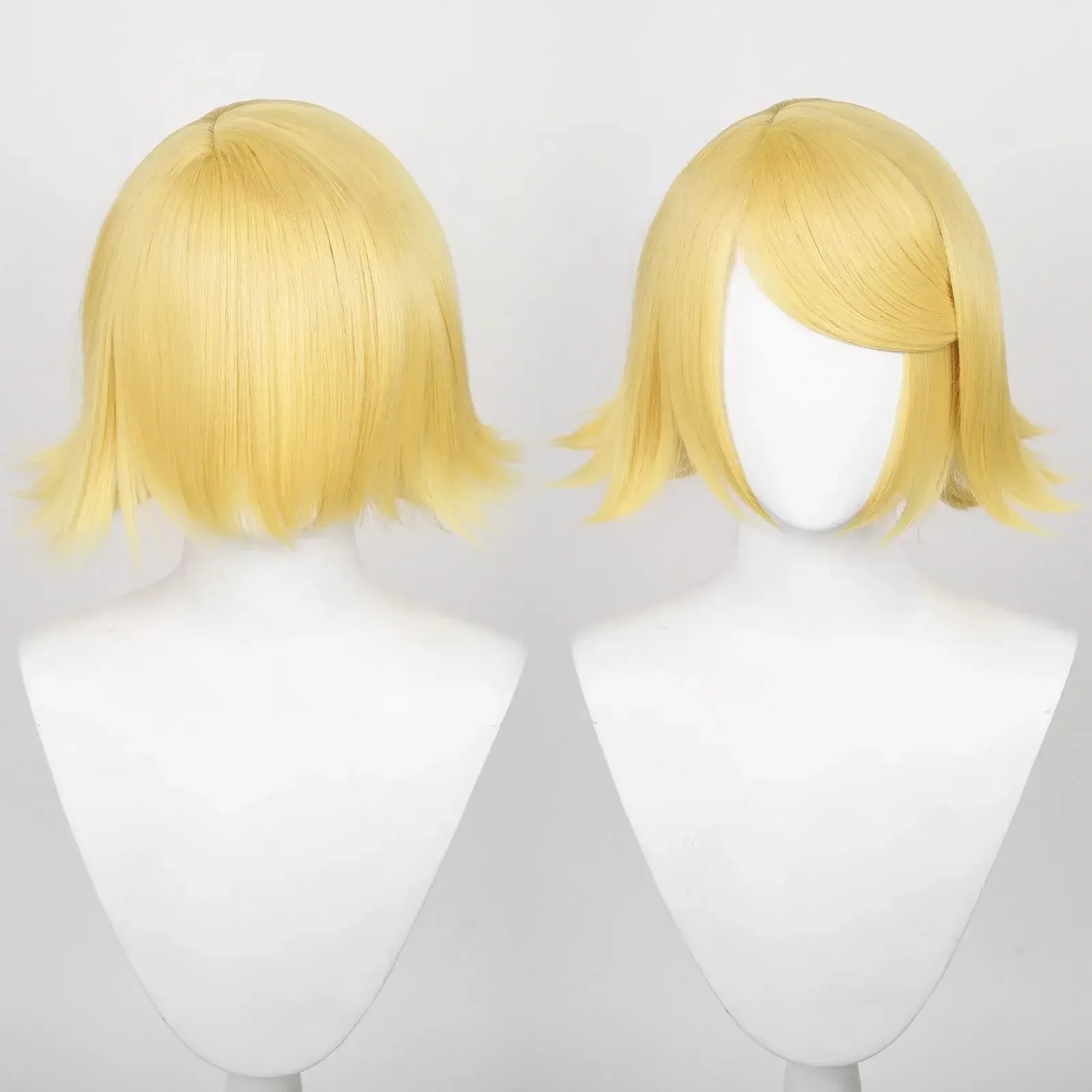Picture 4: 2026 New High Quality Rin Len Cosplay Wig Short Light Golden Women Man Heat Resistant Synthetic Hair Anime Wigs + Hairnet