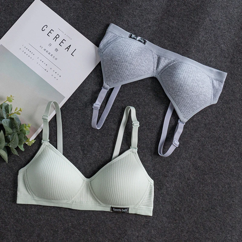 Fallsweet 5 pçs meninas algodão sem fio sutiã adolescentes ab copo sem costura push up bralette feminino reunido decote em v lingerie sutiã macio