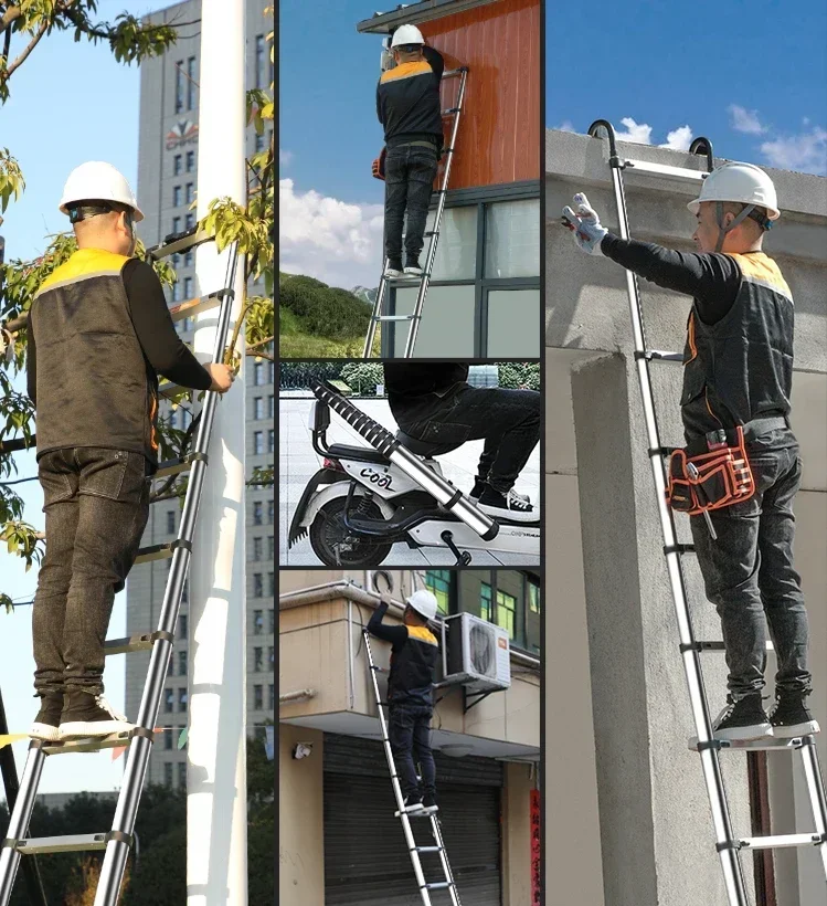 Expansion Ladder Lifting 7-meter Straight Ladder Multifunctional Aluminum Alloy Folding Household Zigzag Ladder