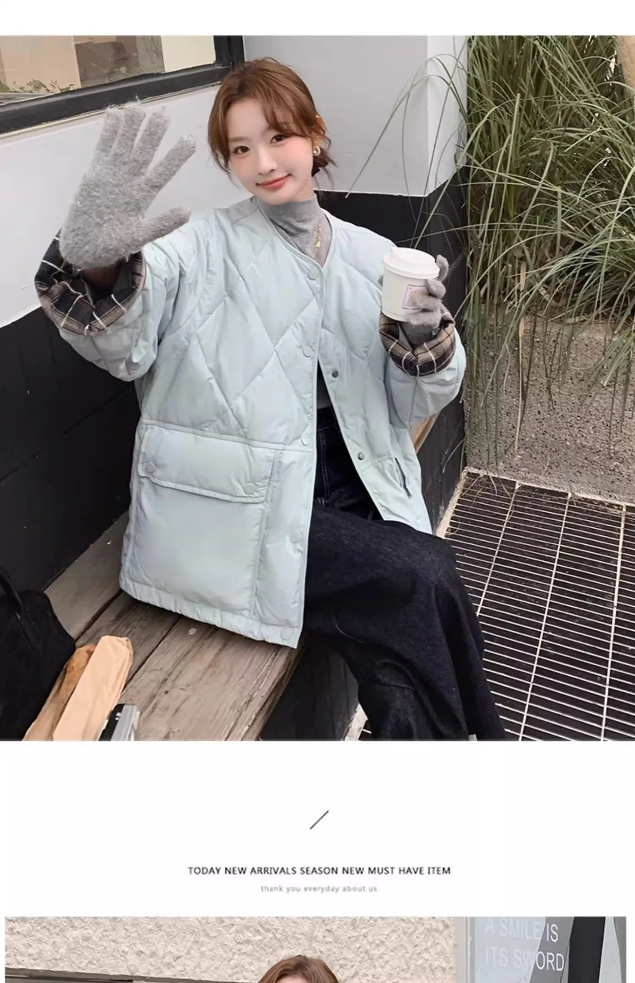 Retro Plaid Patchwork Lightweight Puffer Jacket Autumn Winter Loose Casual Quilted Jacket Female Round Neck Commute Padded Coats