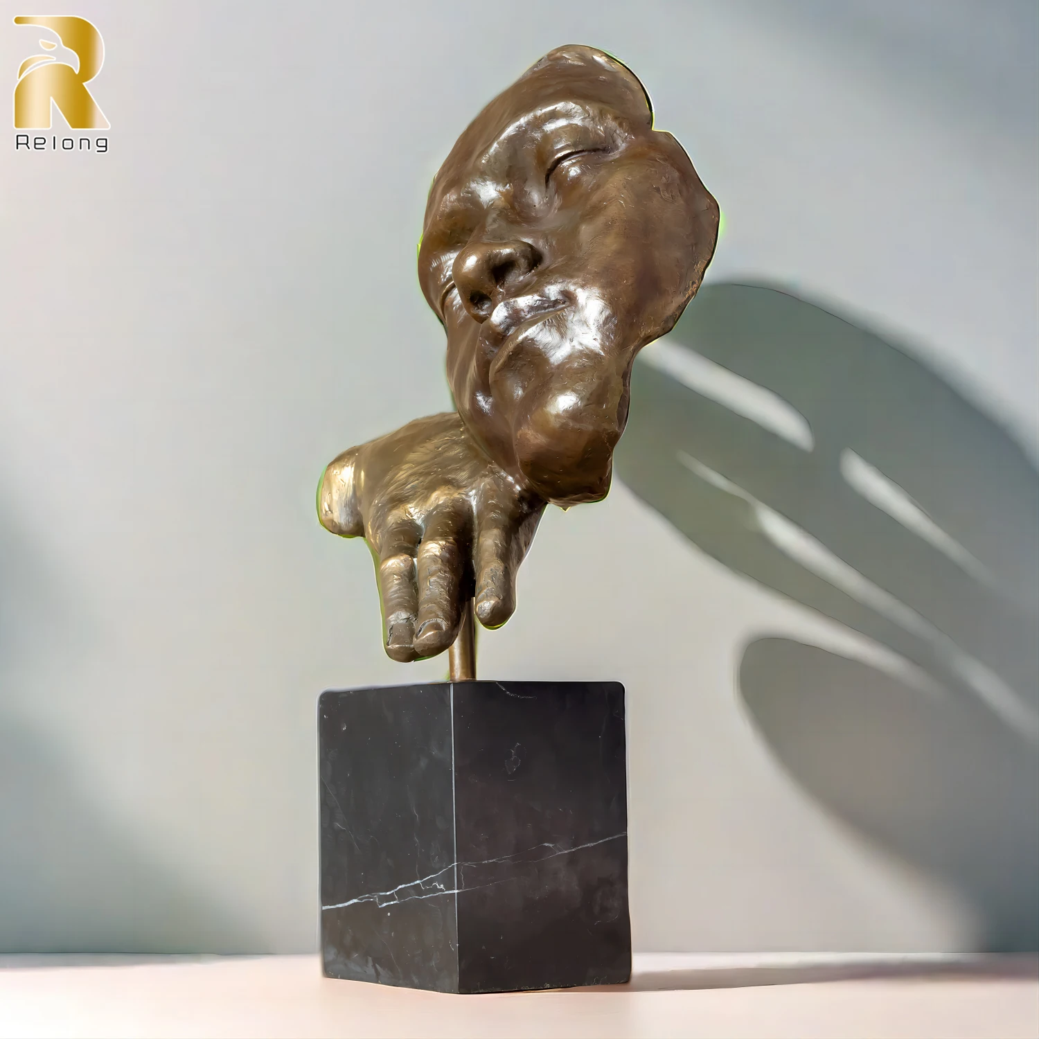 Salvador Dali Modern Art Resting Man Bronze Bust Statue 41cm Abstract Dreaming Face Sculpture Home Indoor Decor Collection Gift