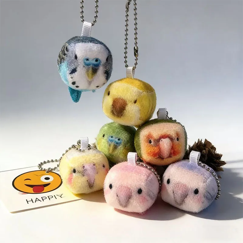 Lindo Llavero de Peluche de Loro de Simulación, Mini Llavero Cuadrado de Loro, Regalo Suave