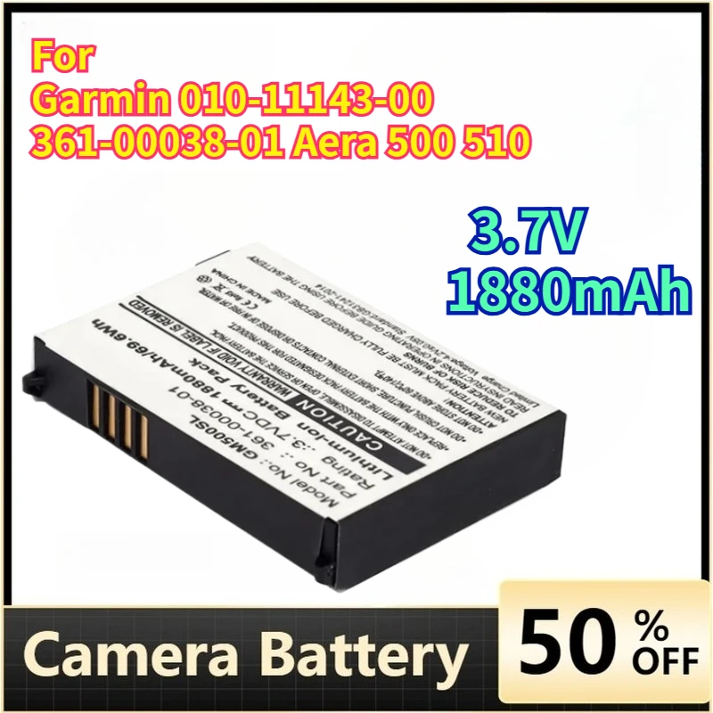 

3.7V 1880mAh Camera Batteries for Garmin 010-11143-00 361-00038-01 Aera 500 510 550 560 Zumo 220 Rechargeable Lithium Batteries