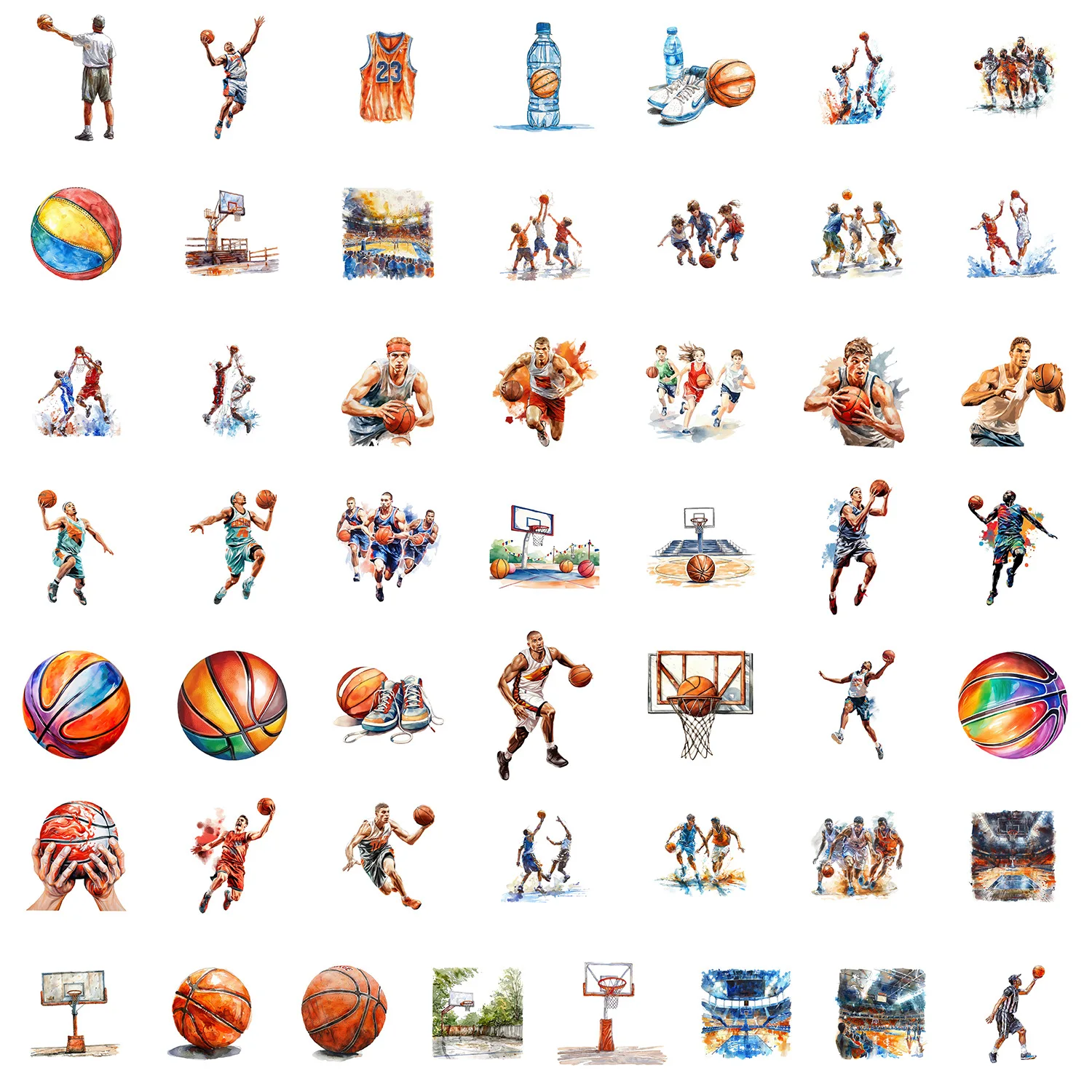

10/50PCS basketball dunk pass shoot basketball sports graffiti can decorate hand-in-minded waterproof stickers Kids Toy