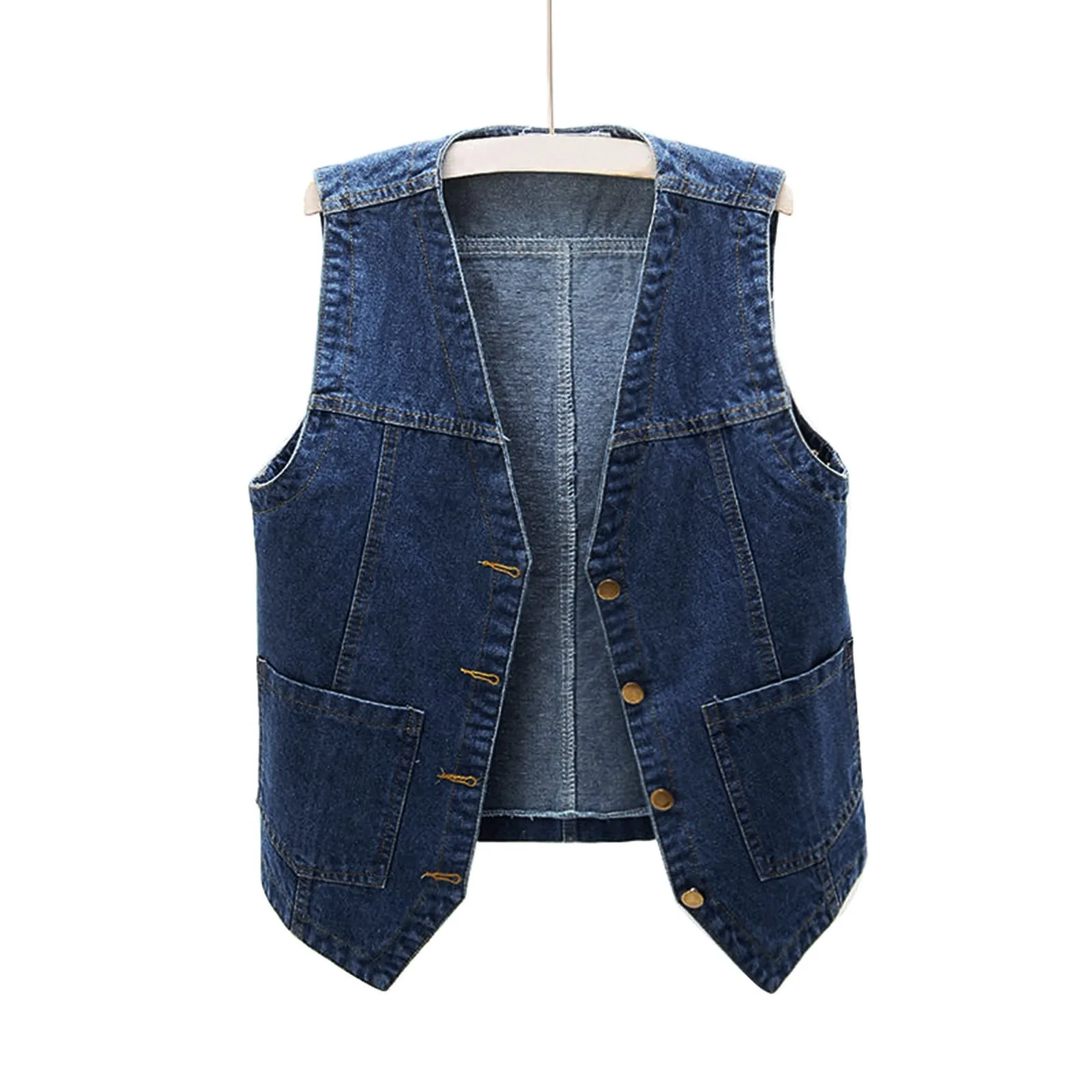 Women Jackets Fashion Womens Sleeveless Denim Vest V Neck Button Down Jean Jacket Jaquetas