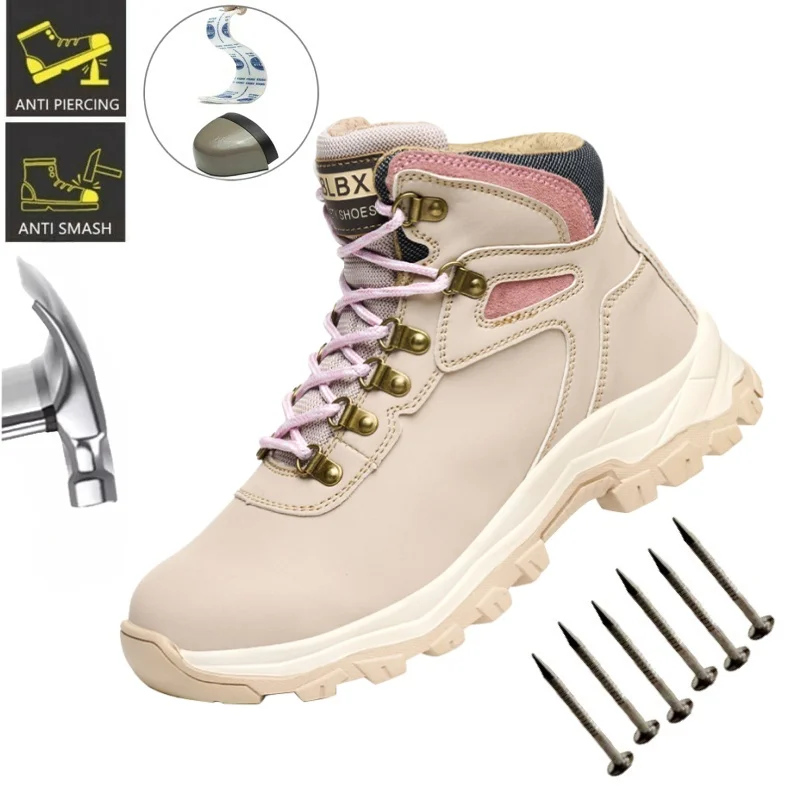 Damen Wasserdichte Atmungsaktive Sicherheits-Sneaker Stahlkappe Arbeitsschuhe Durchstichsichere Schutz-Komfort-Arbeitsstiefel