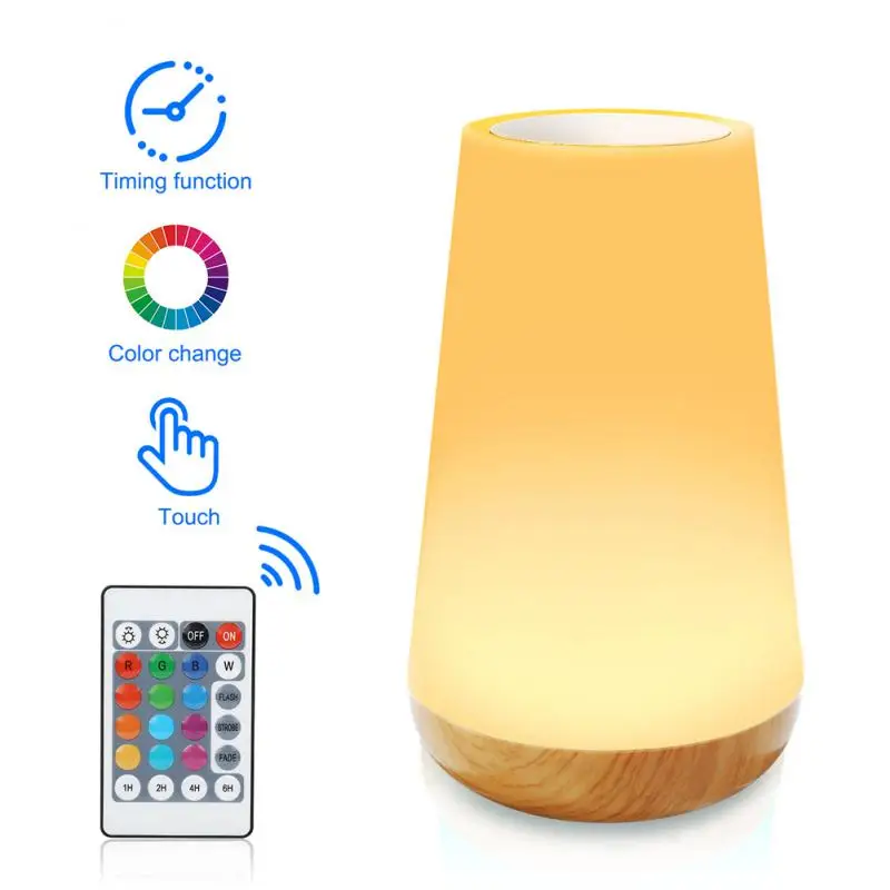 Lampe de chevet tactile pour chambre à coucher, lampe de table portable, télécommande RVB, intensité variable, aste par USB, 13 documents proxy, veilleuse