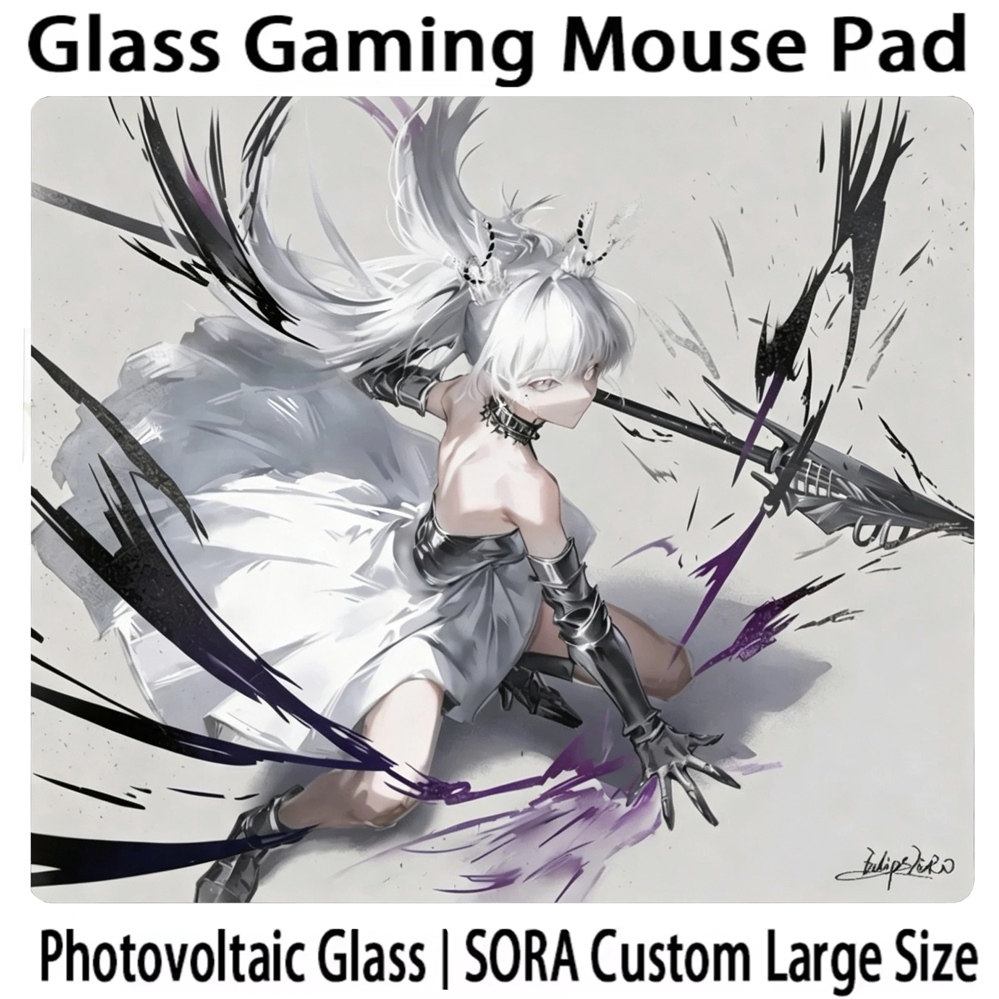 M-Mitsuki Koku Tempered Glass Mouse Pad Micro Etched Surface Desktop Mat High Speed Smooth FPS Office Custom Gaming Accessories