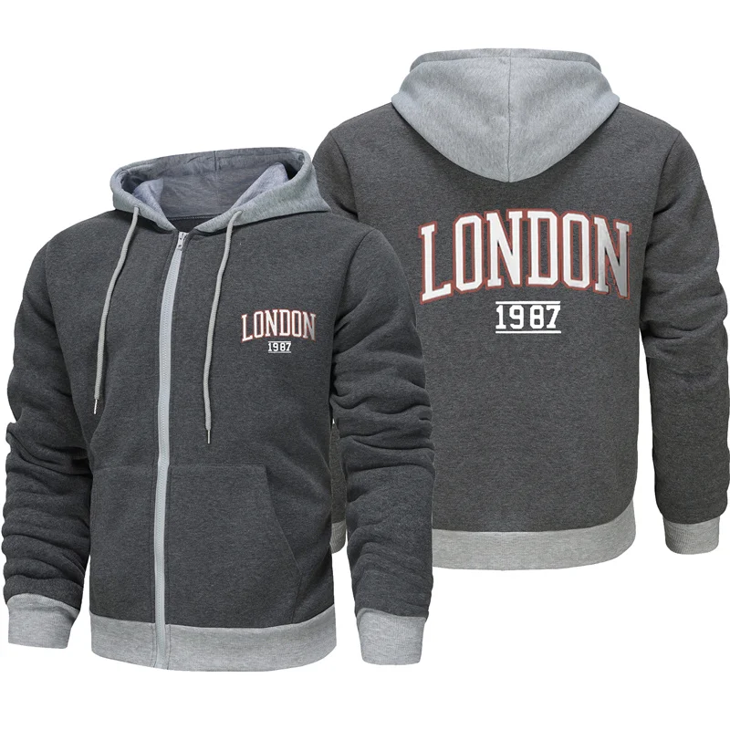 

New LONDON Men's Sportswear Fashion Zipper Hoodie Solid Blazer Men's Sportswear Casual Sportswear Autumn/Winter Top