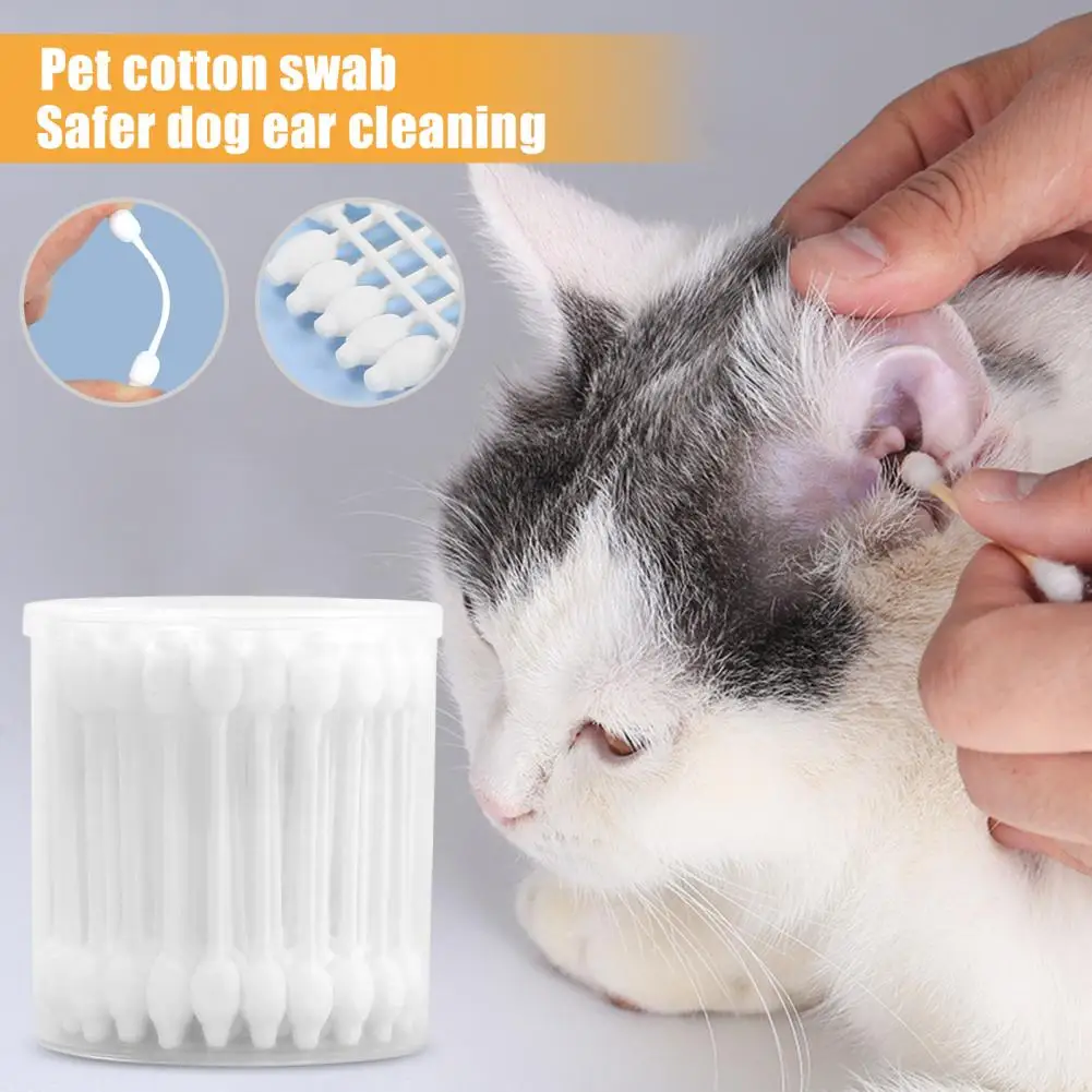 Pet Swab Dog Ear Cleaning Effective Gourd-shaped Biodegradable Cotton Swab Convenient Ear Infection Treatment Supplies