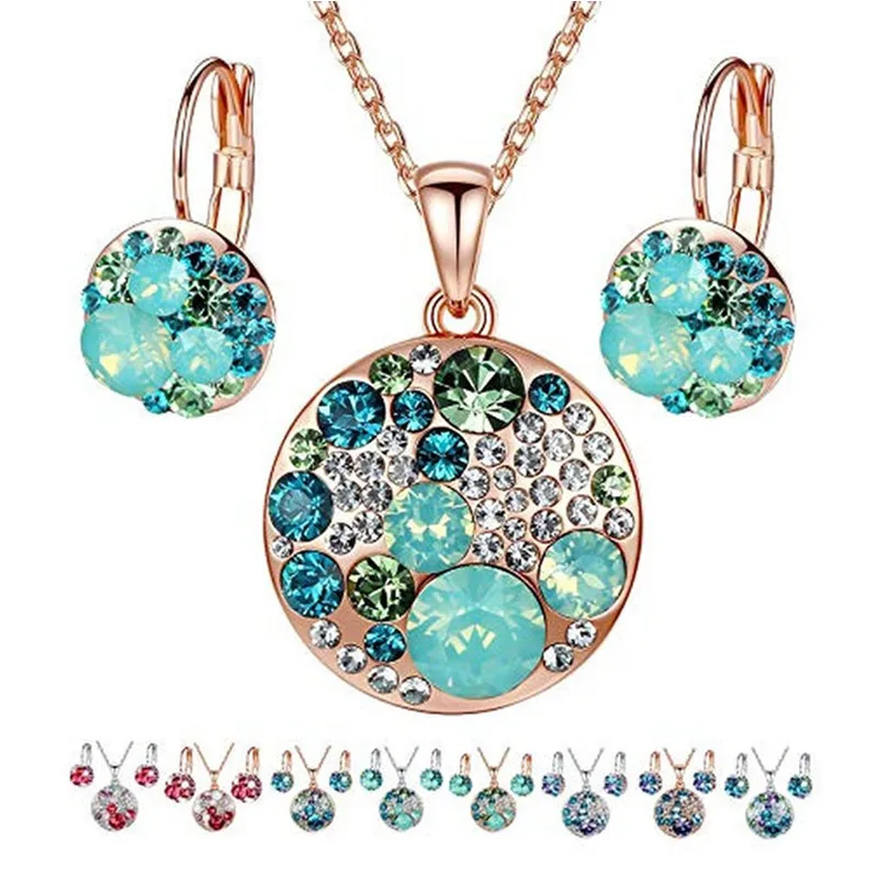 3 Pcs/set Women\'s Jewelry Set Fashion Cartoon Pendant Necklace Earring Set, Silver Tone or 18K Rose Gold Plated Christmas gifts