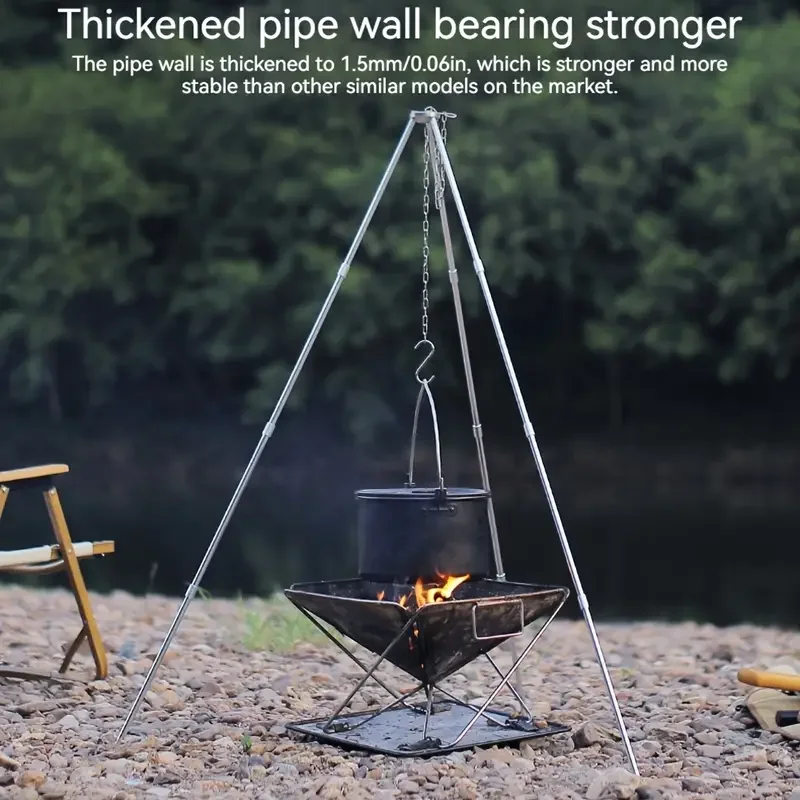 

Outdoor Large Bonfire Tripod Portable Camping Campfire Cooking Pot Hanging Triangle Stand Rack Picnic Cooking Grill Tool