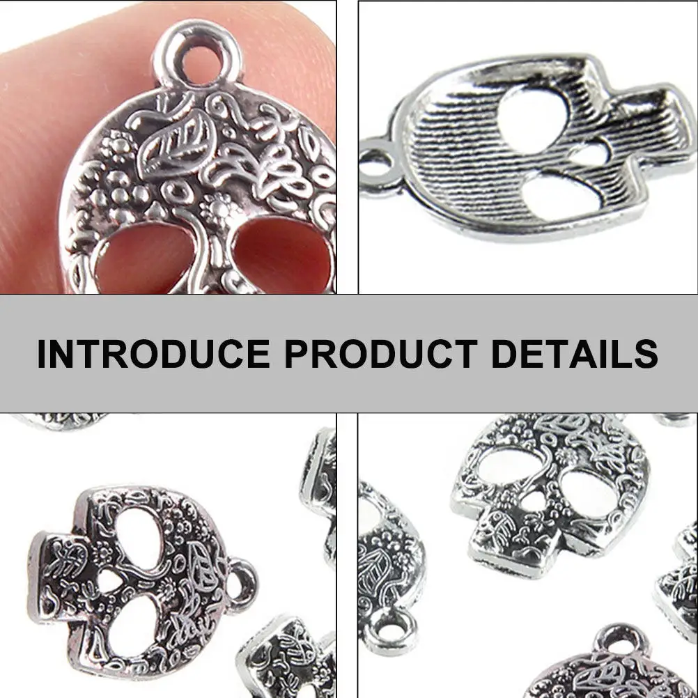 20Pcs Skull Design Pendant Alloy Material Scratch Resistant Glossy Finish for Cosplay Dance Party Halloween Costume Jewelry