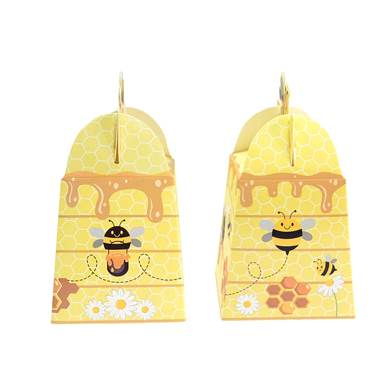 10/20 stücke Bee Papier Candy Boxen Geschenke Box Mit Bändern Für Kind Biene Geburtstag Geschenk Verpackung Box Baby Dusche hochzeit Party Liefert – Detail 4