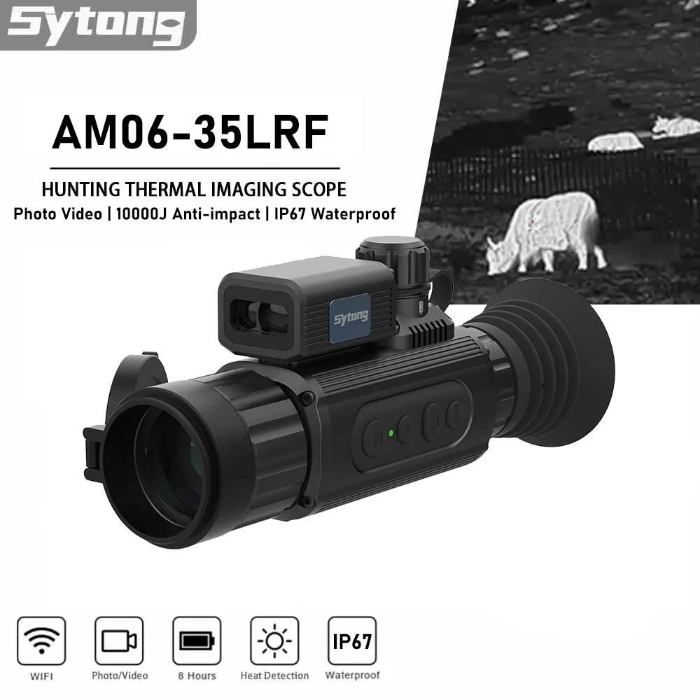 

Sytong AM06-35LRF Thermal Imager Hunting with 1000m Laser Rangefinder 10000J Anti-impact Thermal Camera Monocular Riflescope