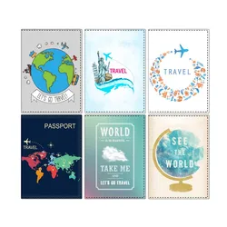 Funda de pasaporte de viaje mundial para niñas y niños, soporte de pasaporte de viaje de cuero PU para mujeres y hombres, billetera para tarjetas de crédito, bolsa para boletos, estuche para pasaporte