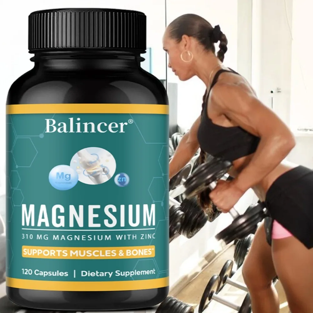

Magnesium & Zinc Capsules for Muscle, Joint,Bone,Enzyme & Heart Health Rest & Relaxation, Magnesium Glycinate, Malate, Citrate
