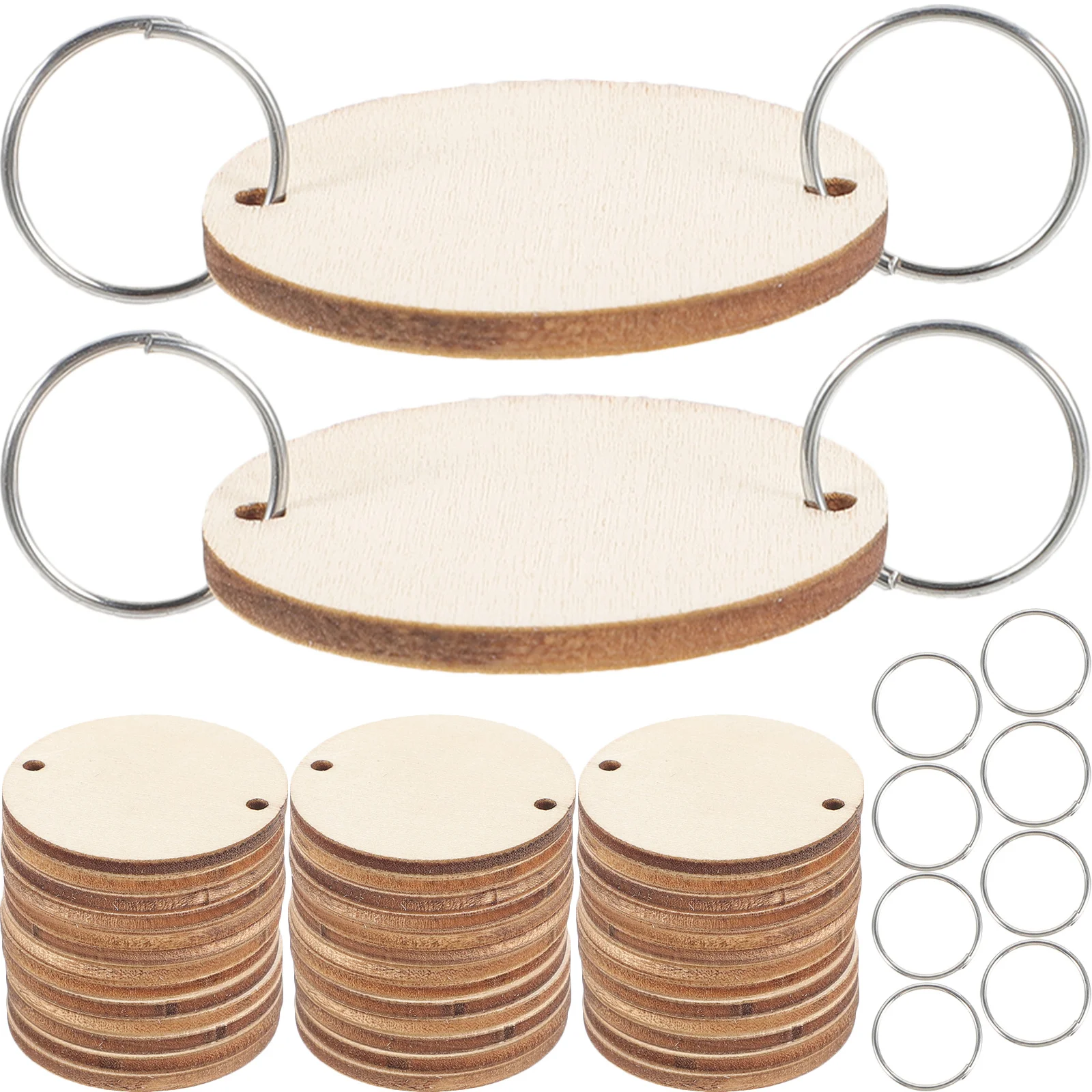 

50Pcs Round Wood Discs and Metal Rings for Family Plaque Calendar DIY Decoration Creative Gift Idea Wooden Hanging Calendar Kit