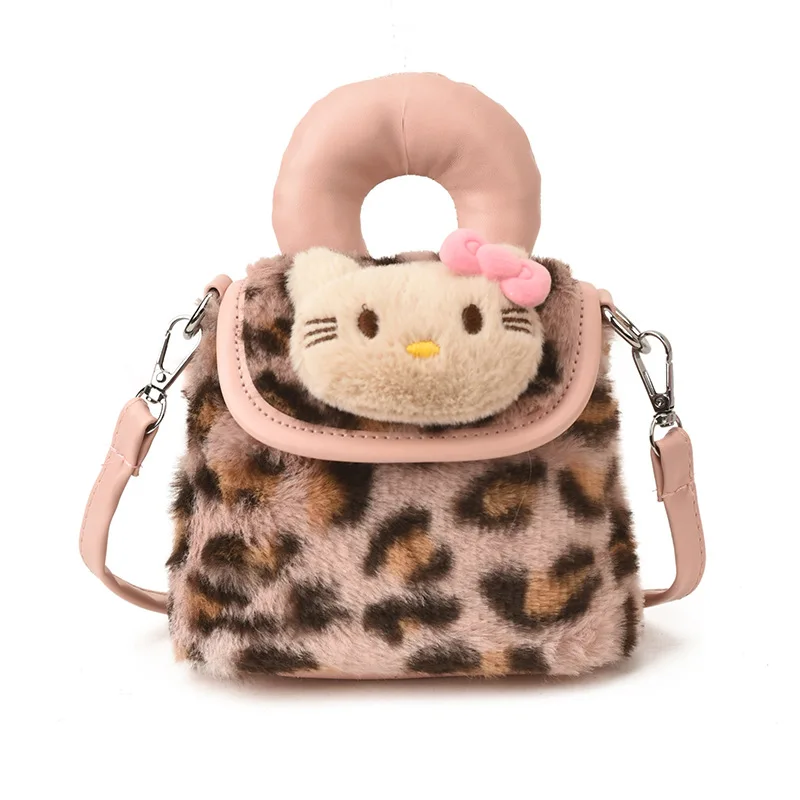 1pcs for Hello Kitty Handbag  Black Leather  For Women Large Capacity Portable Commuter Travel