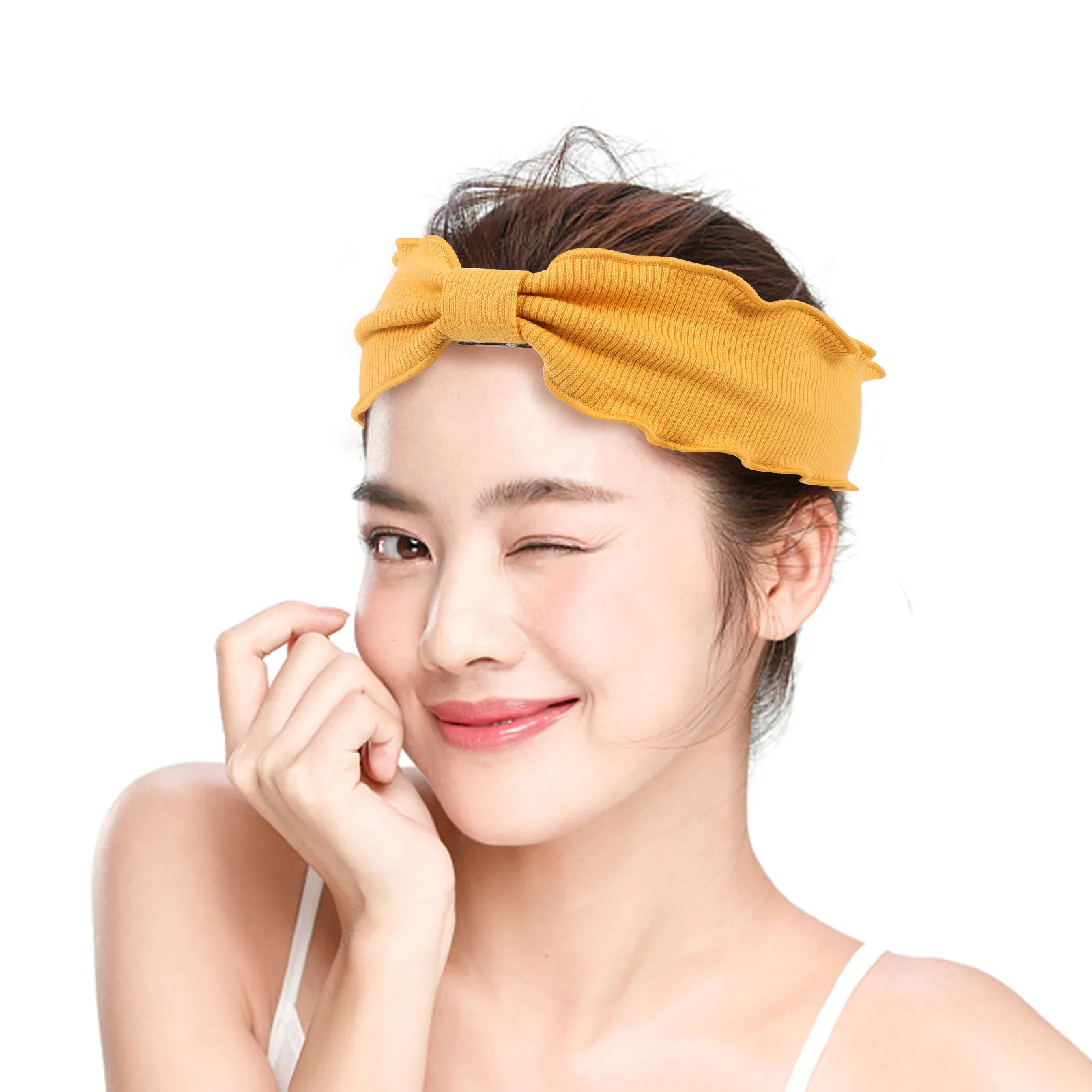 Yoga Headbands 3 Pack Bowknot Wavy Edge Stretchy Hair Bands for Women Workout Running Fitness