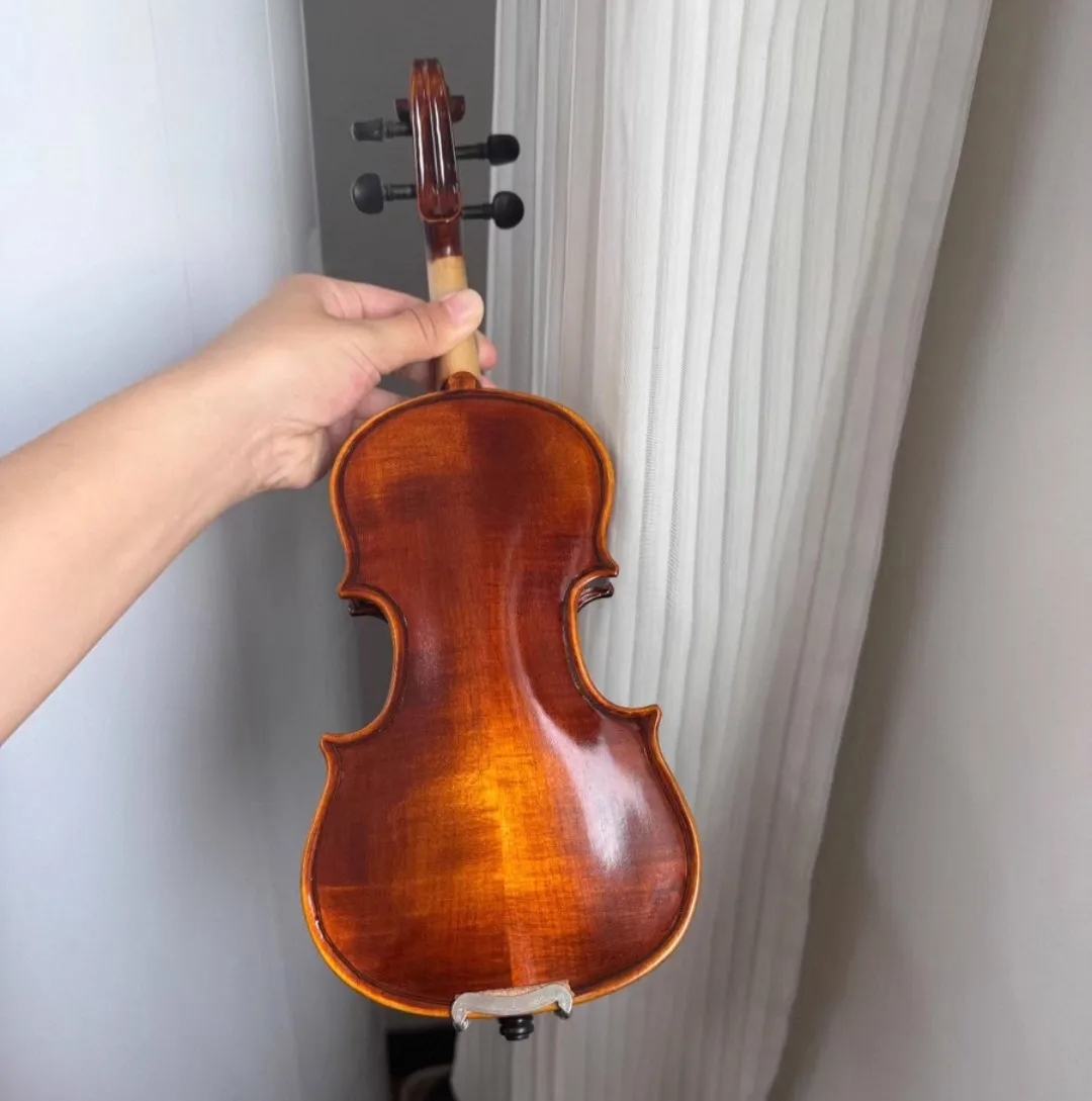 Preschool Enlightenment Violin 1/16 Handmade Solid Wood Violin, Spruce Wood Panel, Maple Backboard, Ebony Accessories wth case