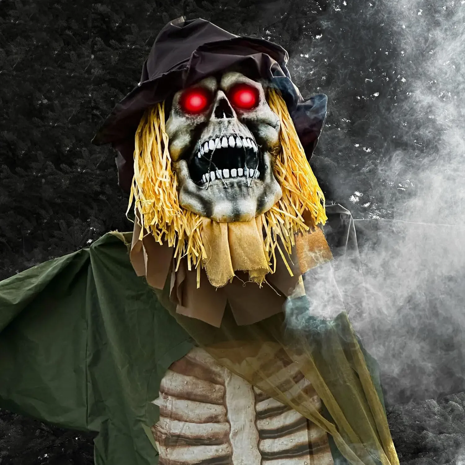 

5-ft. Animatronic Scary Talking Scarecrow with Touch Activated Lights and Sound, Battery-Operated Outdoor Halloween Decoration