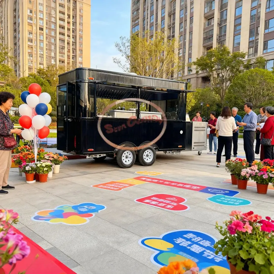 

Shin Carson Towable Mobile Food Trailer Stainless Steel Commercial Kitchen Fast Food Cart with Ventilation And Storage