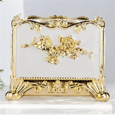 1 st viktoriansk dekor ansiktsservetter hållare lock badrum kontor, silver plast servetthållare 10 best sales silverförpackning med näsdukar - №6