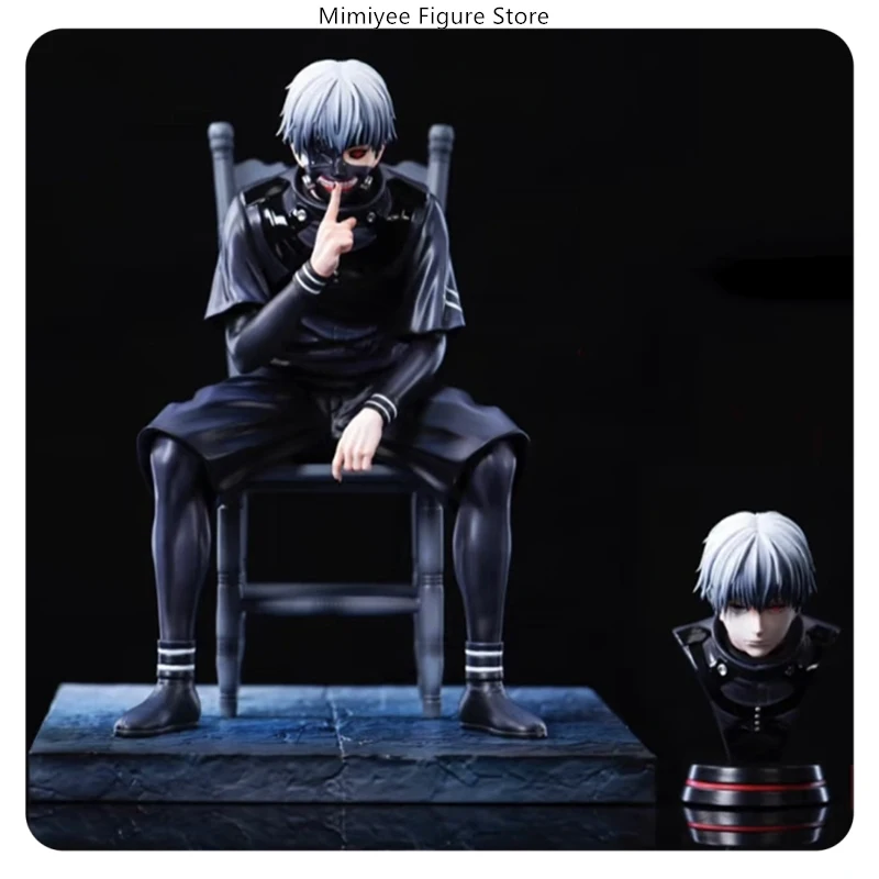 

20 см Токийский Гуль Кен Канеки Сидящая поза Аниме Фигурка Модель Статуя Настольное украшение Подарок для фанатов