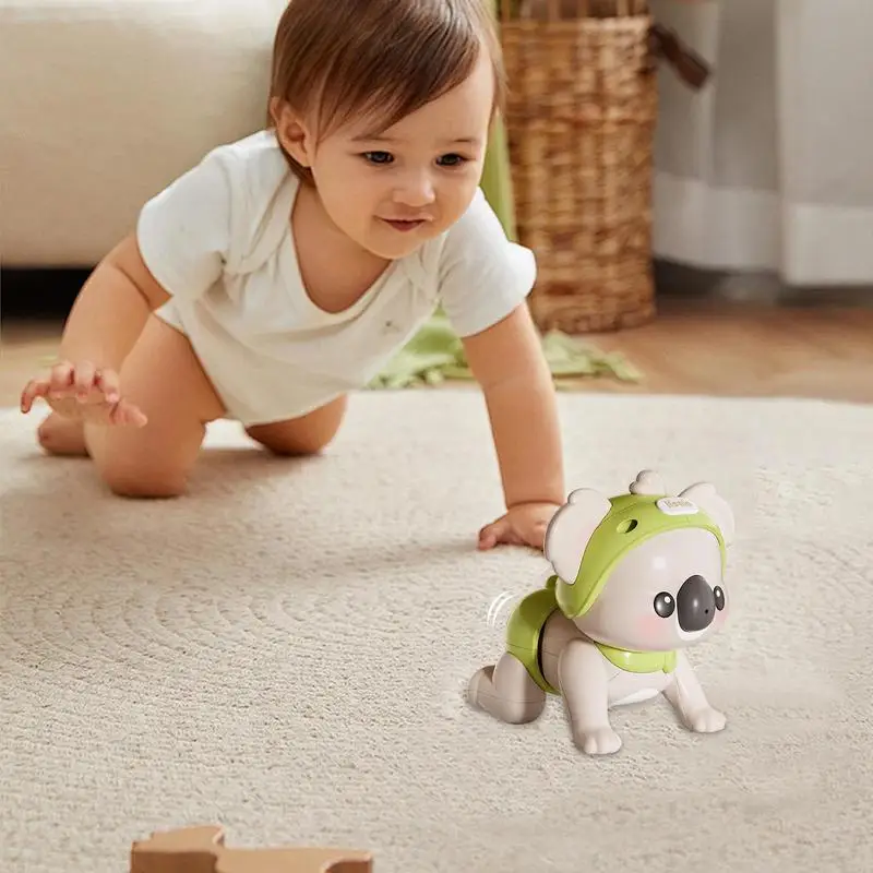 Walking Animal Toy Cartoon Monkey Koala Shape Crawling Encouraging Toys Zabawka edukacyjna z muzyką Interaktywna zabawka sensoryczna dla